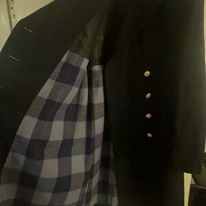 Black “naval officer” inspired coat with Checkered Lining